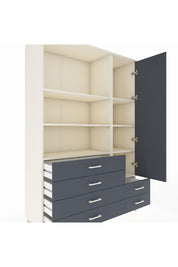 Hyperion Dolap 7 Raflı 6 Çekmeceli Tek Kapaklı  132x44x195 Aytaşı-Antrasit/Antrasit