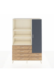 Hyperion Dolap 7 Raflı 6 Çekmeceli Tek Kapaklı  132x44x195 Aytaşı-Antrasit/Çam