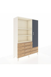 Hyperion Dolap 7 Raflı 6 Çekmeceli Tek Kapaklı  132x44x195 Aytaşı-Antrasit/Çam