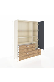 Hyperion Dolap 7 Raflı 6 Çekmeceli Tek Kapaklı  132x44x195 Aytaşı-Antrasit/Çam