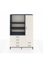 Hyperion Dolap 7 Raflı 6 Çekmeceli Tek Kapaklı  132x44x195 Antrasit-Aytaşı/Aytaşı