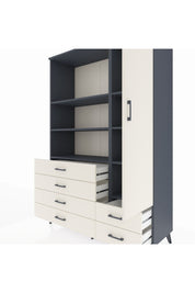 Hyperion Dolap 7 Raflı 6 Çekmeceli Tek Kapaklı  132x44x195 Antrasit-Aytaşı/Aytaşı