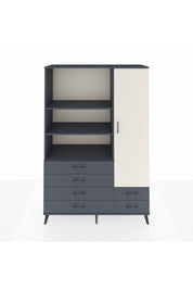 Hyperion Dolap 7 Raflı 6 Çekmeceli Tek Kapaklı  132x44x195 Antrasit-Aytaşı/Antrasit