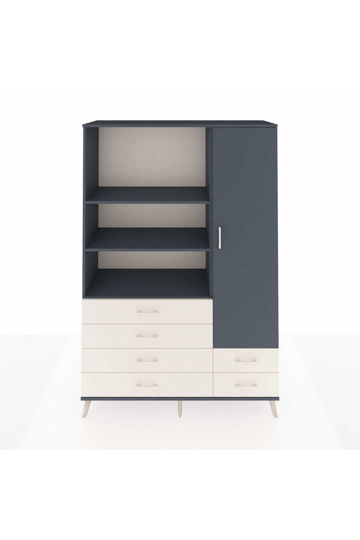 Hyperion Dolap 7 Raflı 6 Çekmeceli Tek Kapaklı  132x44x195 Antrasit-Antrasit/Aytaşı