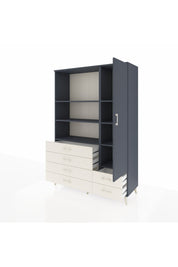 Hyperion Dolap 7 Raflı 6 Çekmeceli Tek Kapaklı  132x44x195 Antrasit-Antrasit/Aytaşı