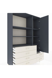 Hyperion Dolap 7 Raflı 6 Çekmeceli Tek Kapaklı  132x44x195 Antrasit-Antrasit/Aytaşı