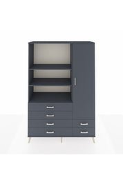 Hyperion Dolap 7 Raflı 6 Çekmeceli Tek Kapaklı  132x44x195 Antrasit-Antrasit/Antrasit