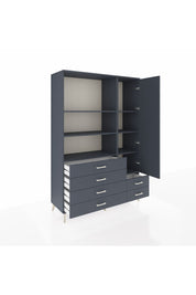 Hyperion Dolap 7 Raflı 6 Çekmeceli Tek Kapaklı  132x44x195 Antrasit-Antrasit/Antrasit