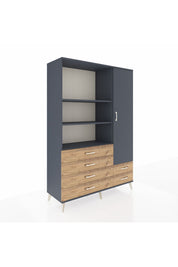 Hyperion Dolap 7 Raflı 6 Çekmeceli Tek Kapaklı  132x44x195 Antrasit-Antrasit/Çam