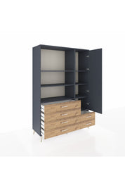 Hyperion Dolap 7 Raflı 6 Çekmeceli Tek Kapaklı  132x44x195 Antrasit-Antrasit/Çam