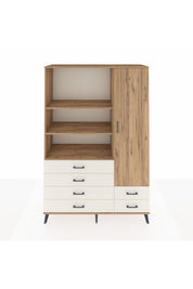 Hyperion Dolap 7 Raflı 6 Çekmeceli Tek Kapaklı  132x44x195 Çam-Çam/Aytaşı