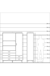 Hyperion Dolap 7 Raflı 6 Çekmeceli Tek Kapaklı  132x44x195 Çam-Çam/Antrasit
