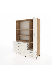 Hyperion Dolap 7 Raflı 6 Çekmeceli Tek Kapaklı  132x44x195 Çam-Aytaşı/Aytaşı