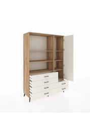 Hyperion Dolap 7 Raflı 6 Çekmeceli Tek Kapaklı  132x44x195 Çam-Aytaşı/Aytaşı