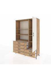 Hyperion Dolap 7 Raflı 6 Çekmeceli Tek Kapaklı  132x44x195 Çam-Aytaşı/Çam