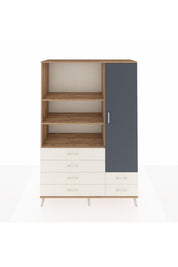 Hyperion Dolap 7 Raflı 6 Çekmeceli Tek Kapaklı  132x44x195 Çam-Antrasit/Aytaşı