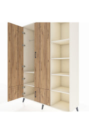 Hyperion Dolap 6 Raflı 4 Kapaklı Tek Askılı 132x44x195 Aytaşı-Çam/Aytaşı