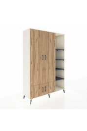 Hyperion Dolap 6 Raflı 4 Kapaklı Tek Askılı 132x44x195 Aytaşı-Çam/Antrasit