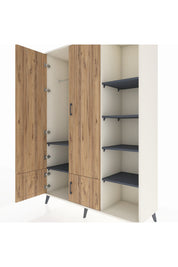 Hyperion Dolap 6 Raflı 4 Kapaklı Tek Askılı 132x44x195 Aytaşı-Çam/Antrasit