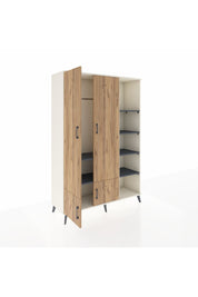 Hyperion Dolap 6 Raflı 4 Kapaklı Tek Askılı 132x44x195 Aytaşı-Çam/Antrasit