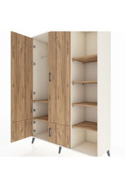 Hyperion Dolap 6 Raflı 4 Kapaklı Tek Askılı 132x44x195 Aytaşı-Çam/Çam