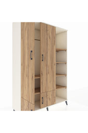 Hyperion Dolap 6 Raflı 4 Kapaklı Tek Askılı 132x44x195 Aytaşı-Çam/Çam