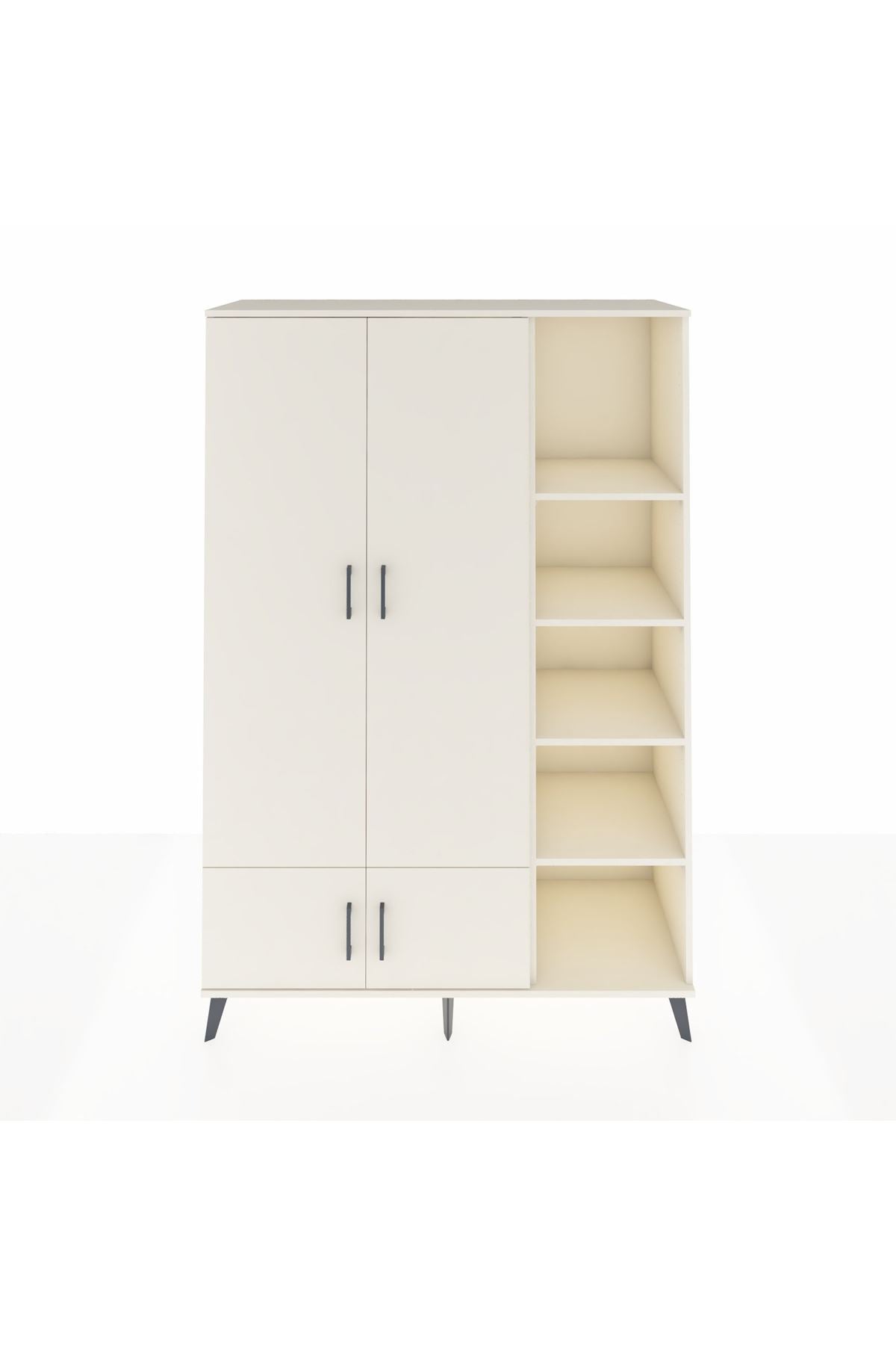 Hyperion Dolap 6 Raflı 4 Kapaklı Tek Askılı 132x44x195 Aytaşı-Aytaşı/Aytaşı