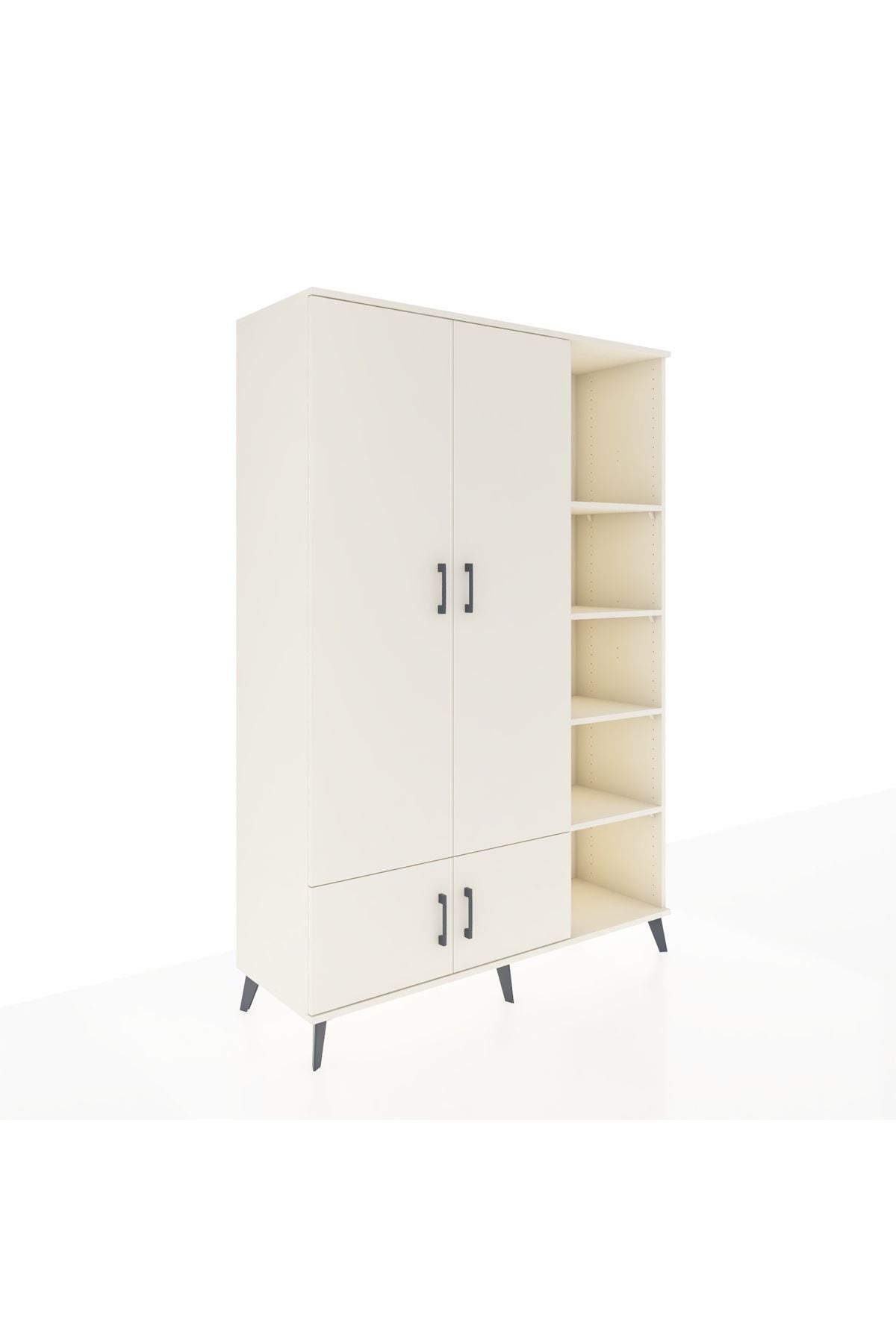 Hyperion Dolap 6 Raflı 4 Kapaklı Tek Askılı 132x44x195 Aytaşı-Aytaşı/Aytaşı