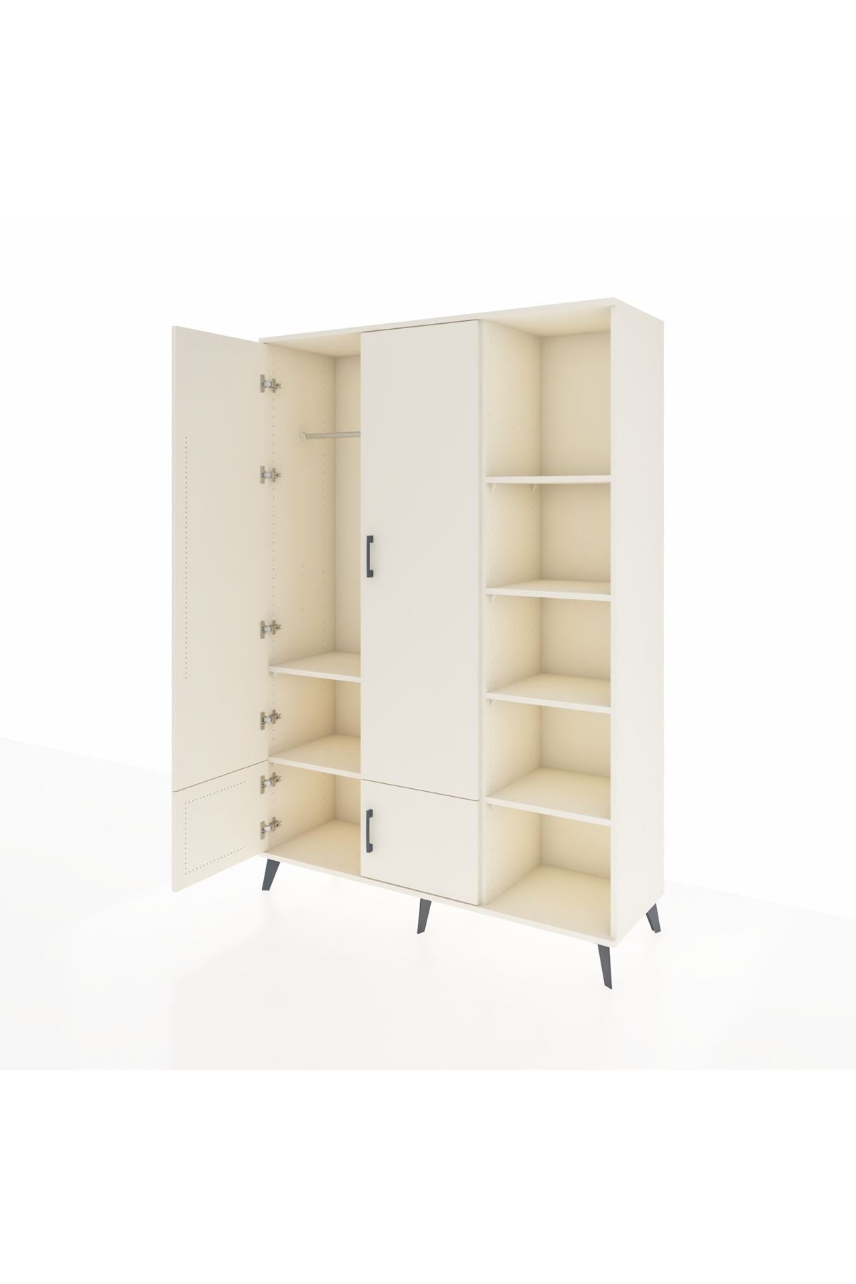 Hyperion Dolap 6 Raflı 4 Kapaklı Tek Askılı 132x44x195 Aytaşı-Aytaşı/Aytaşı