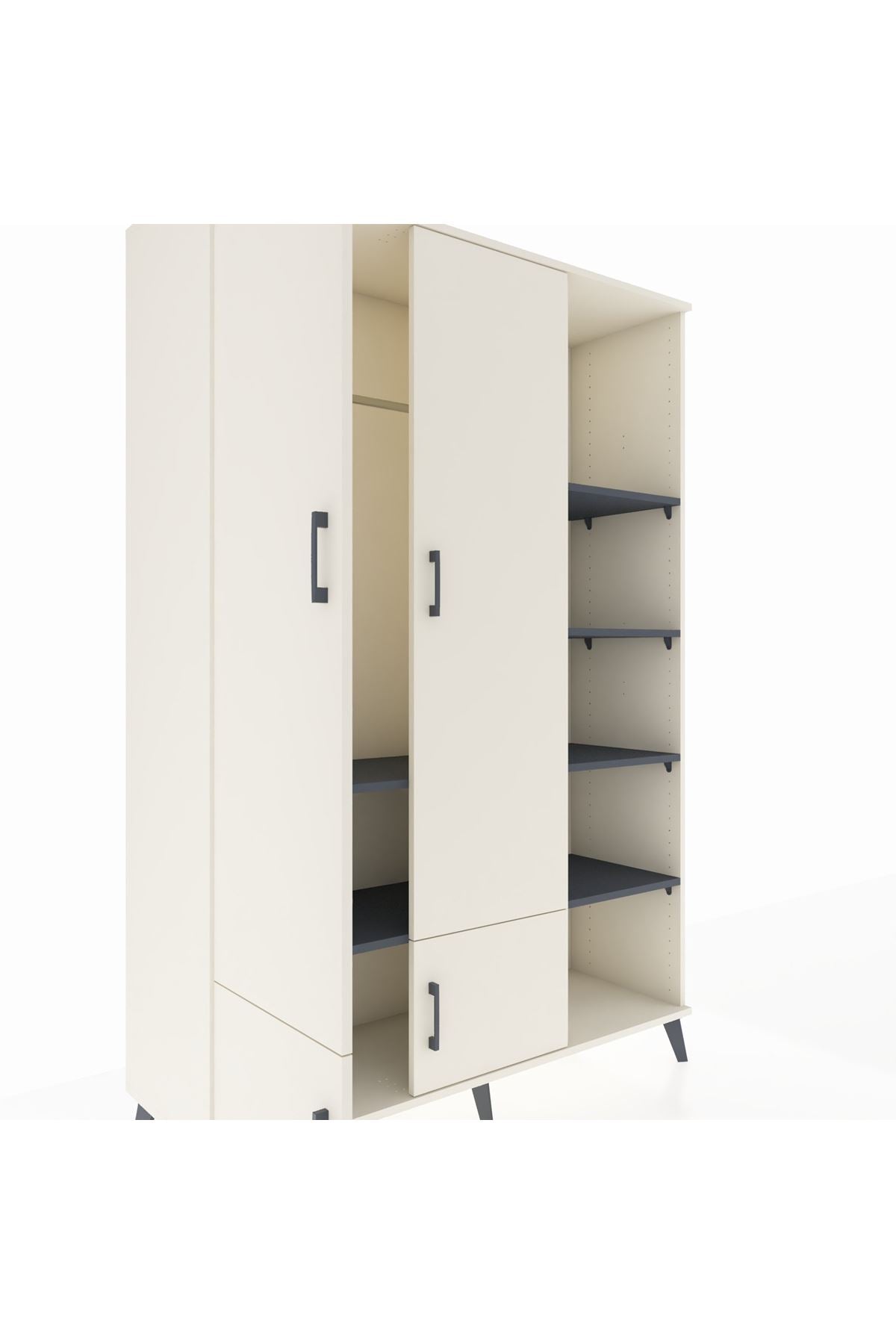 Hyperion Dolap 6 Raflı 4 Kapaklı Tek Askılı 132x44x195 Aytaşı-Aytaşı/Antrasit
