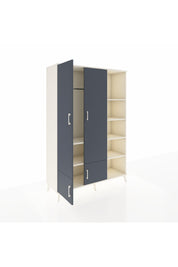 Hyperion Dolap 6 Raflı 4 Kapaklı Tek Askılı 132x44x195 Aytaşı-Antrasit/Aytaşı