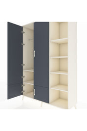 Hyperion Dolap 6 Raflı 4 Kapaklı Tek Askılı 132x44x195 Aytaşı-Antrasit/Aytaşı