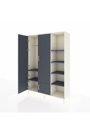 Hyperion Dolap 6 Raflı 4 Kapaklı Tek Askılı 132x44x195 Aytaşı-Antrasit/Antrasit