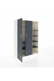 Hyperion Dolap 6 Raflı 4 Kapaklı Tek Askılı 132x44x195 Aytaşı-Antrasit/Antrasit