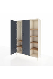 Hyperion Dolap 6 Raflı 4 Kapaklı Tek Askılı 132x44x195 Aytaşı-Antrasit/Çam