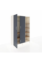 Hyperion Dolap 6 Raflı 4 Kapaklı Tek Askılı 132x44x195 Aytaşı-Antrasit/Çam