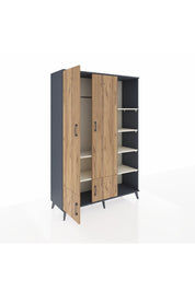 Hyperion Dolap 6 Raflı 4 Kapaklı Tek Askılı 132x44x195 Antrasit-Çam/Aytaşı