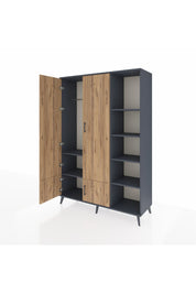 Hyperion Dolap 6 Raflı 4 Kapaklı Tek Askılı 132x44x195 Antrasit-Çam/Antrasit