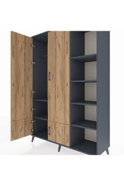 Hyperion Dolap 6 Raflı 4 Kapaklı Tek Askılı 132x44x195 Antrasit-Çam/Antrasit