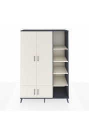 Hyperion Dolap 6 Raflı 4 Kapaklı Tek Askılı 132x44x195 Antrasit-Aytaşı/Aytaşı