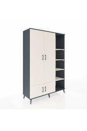 Hyperion Dolap 6 Raflı 4 Kapaklı Tek Askılı 132x44x195 Antrasit-Aytaşı/Aytaşı