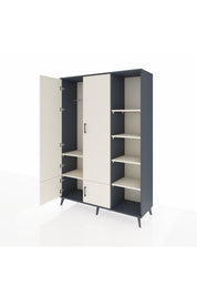 Hyperion Dolap 6 Raflı 4 Kapaklı Tek Askılı 132x44x195 Antrasit-Aytaşı/Aytaşı