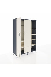 Hyperion Dolap 6 Raflı 4 Kapaklı Tek Askılı 132x44x195 Antrasit-Aytaşı/Aytaşı