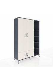 Hyperion Dolap 6 Raflı 4 Kapaklı Tek Askılı 132x44x195 Antrasit-Aytaşı/Antrasit