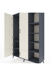 Hyperion Dolap 6 Raflı 4 Kapaklı Tek Askılı 132x44x195 Antrasit-Aytaşı/Antrasit