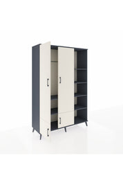 Hyperion Dolap 6 Raflı 4 Kapaklı Tek Askılı 132x44x195 Antrasit-Aytaşı/Antrasit