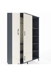 Hyperion Dolap 6 Raflı 4 Kapaklı Tek Askılı 132x44x195 Antrasit-Aytaşı/Antrasit