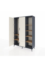 Hyperion Dolap 6 Raflı 4 Kapaklı Tek Askılı 132x44x195 Antrasit-Aytaşı/Çam