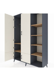 Hyperion Dolap 6 Raflı 4 Kapaklı Tek Askılı 132x44x195 Antrasit-Aytaşı/Çam