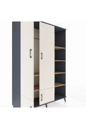 Hyperion Dolap 6 Raflı 4 Kapaklı Tek Askılı 132x44x195 Antrasit-Aytaşı/Çam